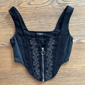 Disturbia Vine Embroidered Gothic Corset